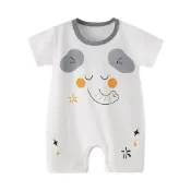 (店+)【JoyBaby】春夏童裝 短袖包屁衣 卡通肩扣薄款連身衣 大象