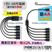 獨家全輸出4A 單一2A 【訂製款】一充五 TYPE-C 充電線 1拖5 一拖五 USB 一分五 1分5 IPHONE