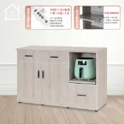 4尺兩門三抽一拉盤塑鋼碗盤櫃 抽屜櫃 櫥櫃 電器碗盤櫃 餐櫃 防水塑鋼家具【巧沐家具】