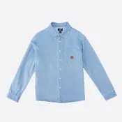 【CONVERSE】長袖上衣 男 女 中性 牛仔襯衫 DENIM LS WOVEN TOP 藍 UCJ418-UHC