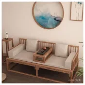 (店+)免運 可開發票 新中式羅漢床推拉床實木中式榆木小戶型家用客廳沙髮伸縮貴妃床榻