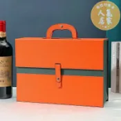 誠信行商店 紅酒袋/葡萄酒紙袋/包裝袋 紅酒包裝禮盒高檔雙支裝皮盒木盒黑色酒箱手提袋2葡萄酒盒子訂製