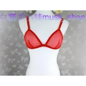 單一尺寸F=M~L-石榴紅色透膚素面亮光紗蕾絲前扣無鋼圈比基尼-919＊白麝香小舖＊全新MURENA夢漣娜性感系列