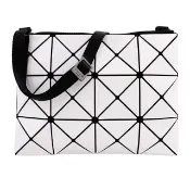 【ISSEY MIYAKE 三宅一生】BAOBAO 原色透幾何方格3X4肩斜扁包(白/亮面)