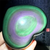 協貿國際日用品生活2館 天然黑曜石原石把玩 彩虹眼愛心形手把件擺件實物圖