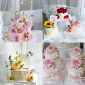 Ins 花蛋糕禮帽生日快樂婚禮聖誕蛋糕裝飾派對用品
