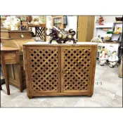 (店+)歐舍傢居 收納櫃 鞋櫃 餐櫃 鄉村風 柚木 實木 仿藤編 四尺 有門 透氣 鞋櫥 鞋架 電器櫃 餐櫥櫃 房間電視櫃置物架