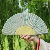 百家樂百貨市場 復古風古色古香茉莉花折扇子日用扇夏季折扇子漢服攝影拍照竹女