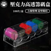 【GO麻吉】現貨✨德州撲克 籌碼 壓克力透明籌碼盒 100片籌碼盒 帶蓋 籌碼置物盒 德州撲克籌碼收納盒