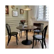 (店+)餐桌 北歐復古香胡桃圓形實木圓桌 餐桌椅子 家用小戶型陽臺休閑桌椅 35