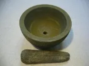 摏臼(3)~石臼.研磨器.搗藥器~有孔洞~高約10.3CM~總重約3.5KG~懷舊.擺飾.道具.流水造景