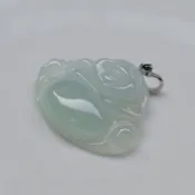 嗨，寶貝銀飾珠寶* 緬甸玉A貨 翡翠飾品☆14k金綠翡蛋面 保證A貨 起膠感 泛光高冰種 財神爺彌勒佛翡翠吊墜 墜子