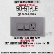(店+)【Panasonic 國際牌】SO-STYLE 系列 三孔消光霧面蓋板+全彩色埋入式開關B單切開關+埋入式附接地極插座WNSF6103
