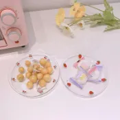 協貿國際日用品生活1館 ins草莓櫻桃水果盤 少女拍照下午茶點心盤子蛋糕干果玻璃碟子