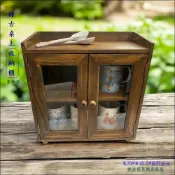 (店+)歐舍傢居 玻璃櫃 收納櫃 原木 仿古 雙門 桌上型 做舊 鄉村 Zakka風 吊櫃 置物櫃 陳列架 馬克杯架 化妝品