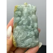 J1325(附證書）天然翡翠。關公關聖帝君武財神吊飾