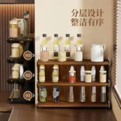 墨韵書香 驚爆價 手慢無⚡中古風壓克力廚房置物架 桌上型調味品收納架 家用多層分格架 調味醬油醋鹽佐料瓶架 多層杯架