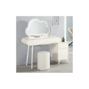 (店+)【新荷傢俱工場】26M 2353 多莉絲3.3尺岩板伸縮鏡台 伸縮米白色鏡台 時尚造型鏡化妝台 白色梳妝台 伸縮化妝桌