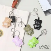 (店+)WDF.CO現貨｜2025最新潮流小熊皮革吊飾│黑棕紫綠4色掛件│包包吊飾｜鑰匙圈配飾｜可愛小物｜小熊造型｜裝飾造型