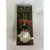 【日本正版/絕版現貨】1998年日本製 Hello Kitty 聖誕花圈吊飾&吉卜力 龍貓撐傘 景泰藍風金屬手機繩吊飾