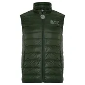 【EMPORIO ARMANI】男款 EA7 品牌LOGO 羽絨背心-深綠色(L號)