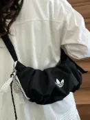 全球選品1館 生活百貨 2025新款潮流時尚雲朵羊角包運動休閒尼龍布褶皺餃子包單肩斜後背包