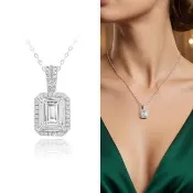 【AURORA 歐羅拉】GIA 50分 祖母綠車工鑽石  D color  SI2  天然鑽石 鑽墜 項鍊 回憶