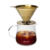 【Driver】鈦黃金流速MOKA濾杯壺組 2-4cup(咖啡壺 咖啡濾杯 耐熱玻璃壺 手沖咖啡 送禮推薦 咖啡禮盒)