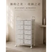 (店+)【Roomix】台灣製 韓系極簡十層抽屜收納車 (移動式/置物推車/美甲車/辦公收納/居家整理) INS風奶油白