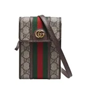 【GUCCI 古馳】經典Ophidia系列帆布印花直立斜背方包(烏木色625757-96IWT-8745)