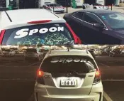 /貝爾車貼/ 包郵SPOON後檔貼honda本田新飛度GK5新思域SI改裝車貼紙裝飾貼