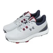 Under Armour UA 高爾夫球鞋 Drive Medal 寬楦 男鞋 灰 藍 防潑水 釘鞋 抓地 3028241011