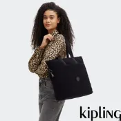 Kipling 黑色羊羔毛大容量肩背托特包-GLYNN