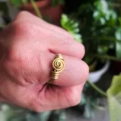 引心銅螺旋戒指 紅銅 黃銅