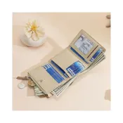 (店+)新品 含發票 真皮日式錢包女三折信用卡包rfid折疊卡夾牛皮荔枝紋拉鏈零錢袋女