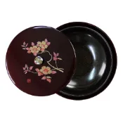 日式山茶花圓形餅盒 / 糖果盒 日本製造 中秋餅盒 漆器【B&B幸福雜貨】