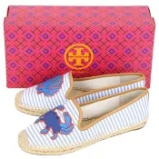 【TORY BURCH】CRAB ESPADRILLE 條紋拼接貝殼螃蟹草編鞋(平底鞋 女鞋 TB)