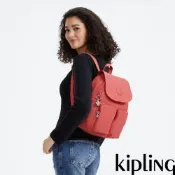『猴子包』Kipling (網路獨家款)落橘粉掀蓋多袋收納後背包-CITY POCKET S
