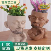 【台灣現貨】別墅院子玄關客廳樹脂工藝品擺件花瓶健美先生輕奢花盆園藝2032