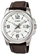 CASIO 世界城市新風範日曆真皮指針錶  MTP-1314L-7A