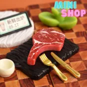 🥩岩盤戰斧牛排套餐🥩 迷你牛排套餐 戰斧牛排 袖珍迷你屋擺飾 微縮小物 可愛收藏 盒玩家具 扭蛋食玩 盲盒盲包 新款公仔