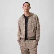 【GAP】寬鬆Gap Logo法式毛圈布拉鍊連帽外套-沙漠迷彩(907373)