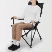 【MUJI 無印良品】鋁製高椅背摺疊椅/附收納袋 約寬58.5x深70x高91cm座面高44cm(露營系列)