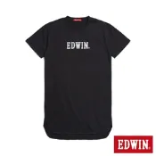 EDWIN 女裝 人氣復刻款 經典LOGO長版短袖T恤-黑色