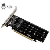 Pcie 4.0 雙盤 PCIeX16 轉 M.2 M-Key NVMe SSD 擴展卡,支持 4 NVMe M.2 M