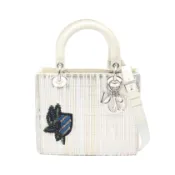 【DOKODEMO】【二手】迪奧 Lady Dior 兩用手提包，白色/金色/銀色皮革，女士托特包，二手 B