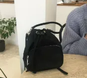 FINDSENSE服飾 FINDSENSE X 抽繩 小水桶包 牛津布 單肩 斜跨小包包