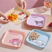 現貨 正版三麗鷗卡通塑膠盤子 Hello Kitty 美樂蒂 庫洛米 大耳狗 零食水果乾果小托盤 兒童PP餐盤