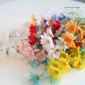 臺灣熱銷 仿真5頭小雛菊 洋甘菊波斯菊絹花假花居家客廳餐桌裝飾廠家批發