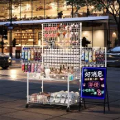 便攜式帶萬向輪可移動擺攤車🔥擺攤小推車夜市地攤專用車手推花車置物架促銷展示架快速收攤神器